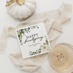 Greenery Eucalyptus Pumpkin Friendsgiving Dinner Napkin