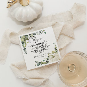 Greenery Eucalyptus Pumpkin Thanksgiving Dinner Napkin