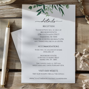 Greenery Eucalyptus Reception Details Card