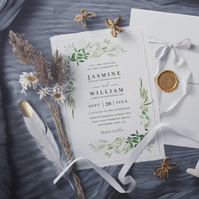 Greenery Eucalyptus Rustic Elegant Modern Wedding Invitation (Creator Uploaded)