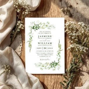 Greenery Eucalyptus Rustic Elegant QR Code Wedding Invitation