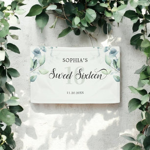 Greenery Eucalyptus Rustic Sweet 16 Banner