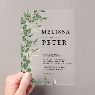  Greenery Eucalyptus  Rustic Wedding  Acrylic Invitations