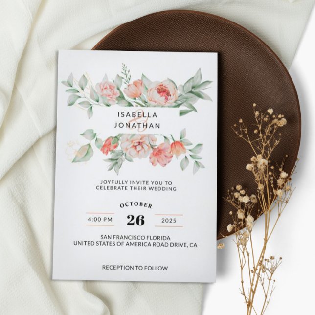 Greenery Eucalyptus Sage Green Fall Floral Wedding Invitation (Creator Uploaded)