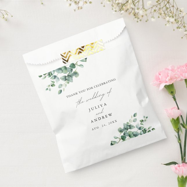  Greenery Eucalyptus script wedding Favour Bags (Sealed)