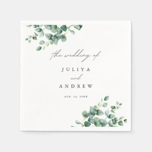 Greenery Eucalyptus script wedding Napkin