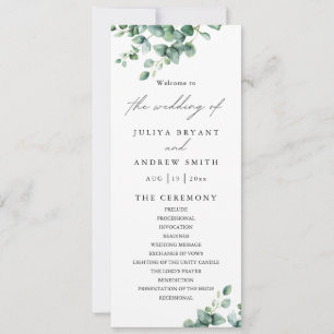 Greenery Eucalyptus script  wedding programme card