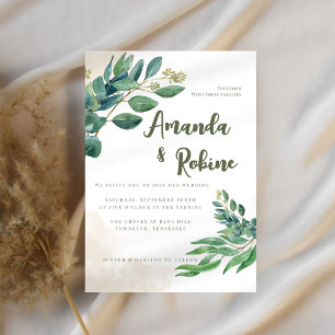 Greenery Eucalyptus Simple Wedding  Invitation