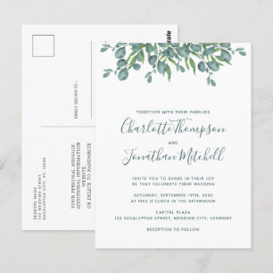 Greenery Eucalyptus Simple Wedding Invitation Postcard