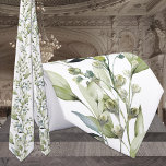 Greenery Eucalyptus Spray & Vines Wedding Neck Tie<br><div class="desc">An elegant watercolor painted wedding neck tie featuring eucalyptus greenery with sprays of delicate floral artistry against a solid pure white background.</div>