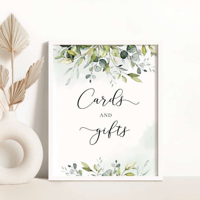 Greenery eucalyptus watercolor cards and gifts poster (Creator Uploaded)