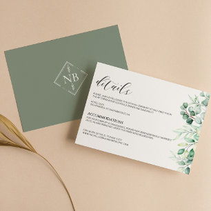Greenery Eucalyptus Watercolor Details Elegant Enclosure Card