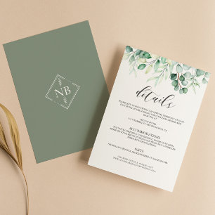 Greenery Eucalyptus Watercolor Details Elegant Enclosure Card