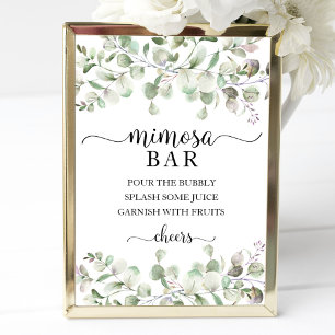Greenery Eucalyptus Watercolor Mimosa Bar Sign