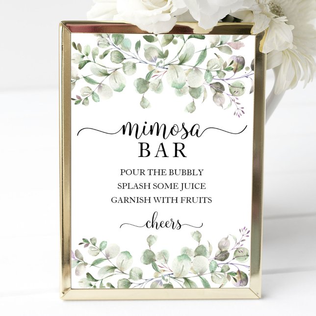 Greenery Eucalyptus Watercolor Mimosa Bar Sign (Creator Uploaded)
