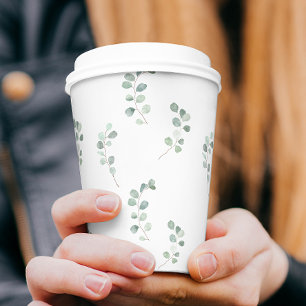 Greenery Eucalyptus Watercolor Pattern Paper Cups