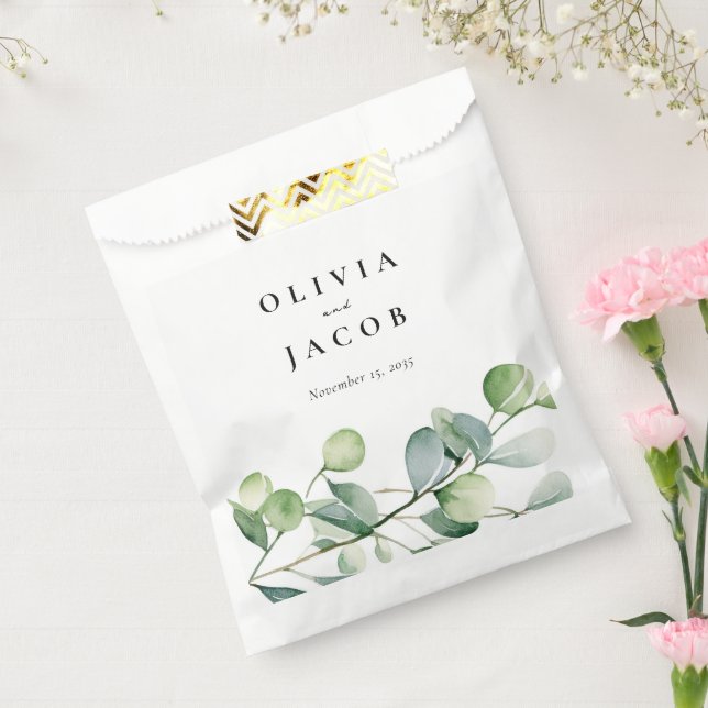 Greenery Eucalyptus Watercolor Wedding Favour Bags (Sealed)