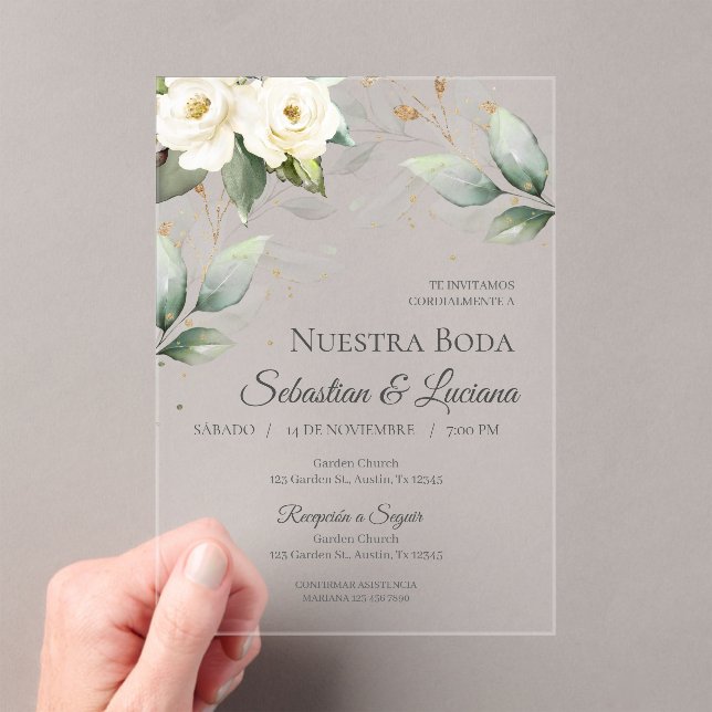 Greenery Eucalyptus Wedding  Acrylic Invitations (Insitu (Handheld))