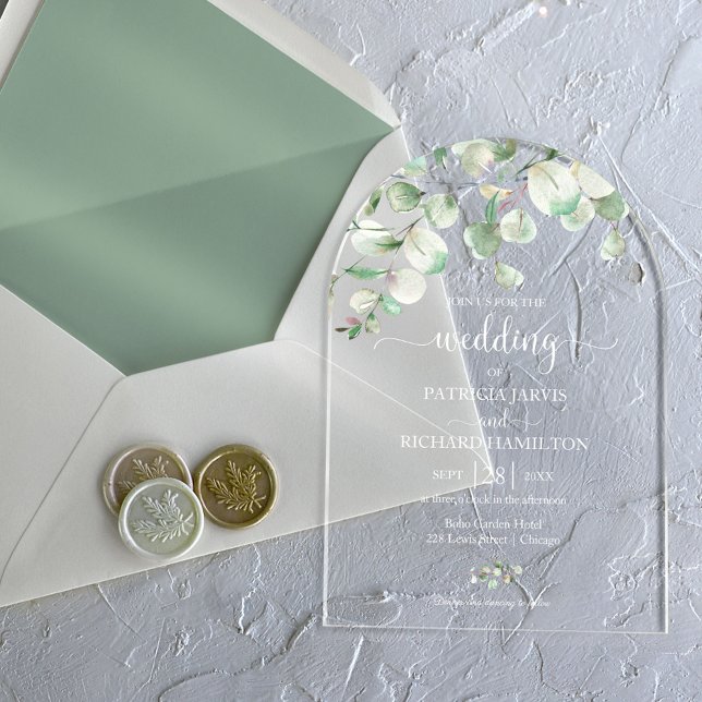 Greenery Eucalyptus Wedding Acrylic Invitations (Creator Uploaded)