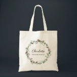 Greenery Eucalyptus Wedding Bridesmaid Gift  Tote Bag<br><div class="desc">A delicate and elegant watercolor wreath of eucalyptus leaves and cotton buds bridesmaid gift tote. Simple elegance.</div>