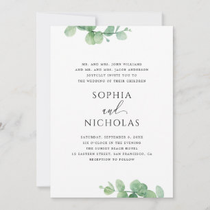Greenery Eucalyptus Wedding Elegant Botanical Invitation