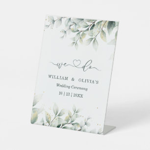 Greenery Eucalyptus Wedding Elegant Floral Wedding Pedestal Sign
