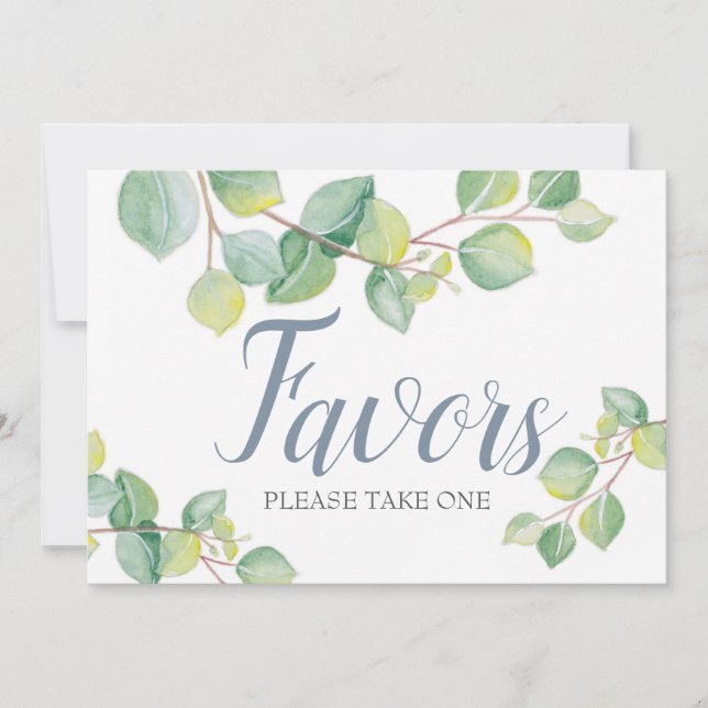 Greenery Eucalyptus Wedding Favour Sign Invitation (Front)