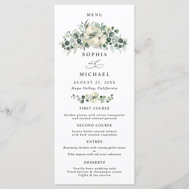 Greenery Eucalyptus Wedding Menu (Front)
