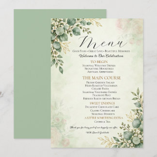 Greenery Eucalyptus Wedding Menu Card