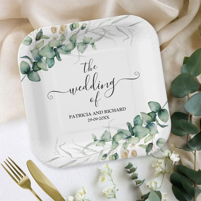 Greenery Eucalyptus Wedding Paper Plate (Creator Uploaded)