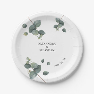 Greenery Eucalyptus Wedding Paper Plate