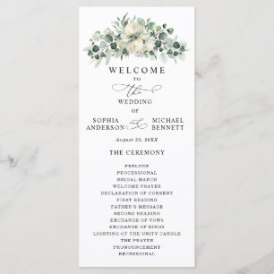 Greenery Eucalyptus Wedding Programme