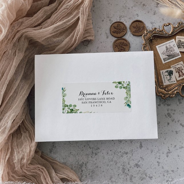 Greenery Eucalyptus Wedding RSVP Address Label (Creator Uploaded)