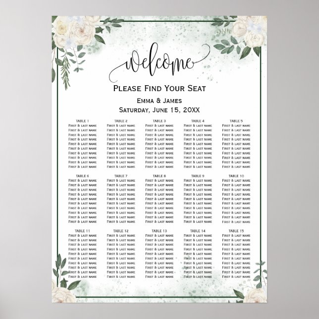 Greenery Eucalyptus Wedding Seating Chart (Front)