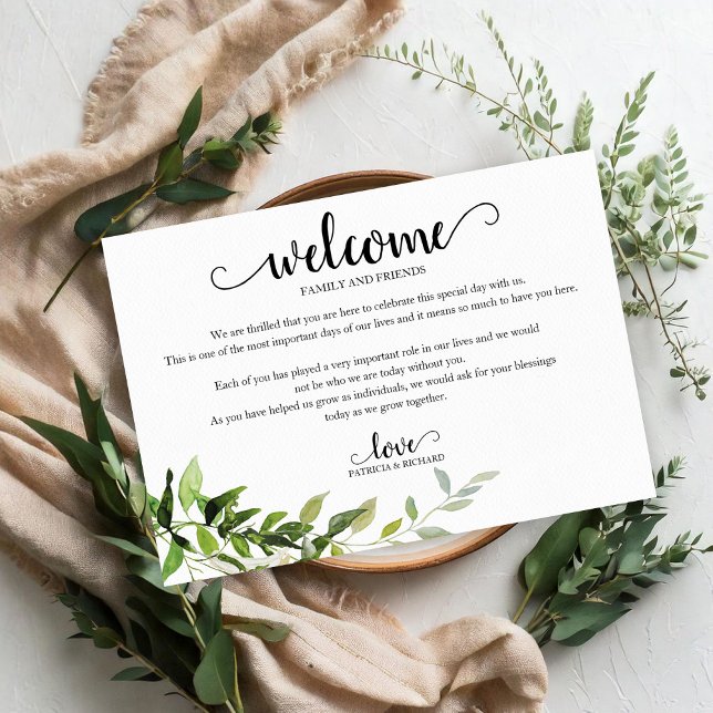 Greenery Eucalyptus Wedding Welcome Hotel Card (Creator Uploaded)