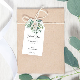 Greenery eucalyptus white roses wedding gift tags