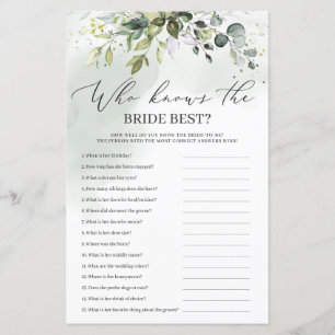 Greenery eucalyptus who knows the bride best game