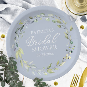 Greenery Eucalyptus Wreath Bridal Shower Paper Plate