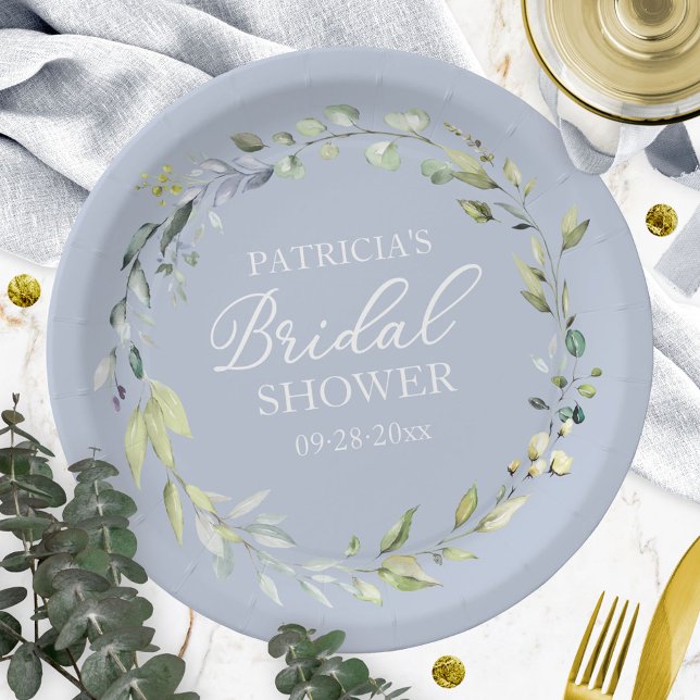 Greenery Eucalyptus Wreath Bridal Shower Paper Plate (Creator Uploaded)