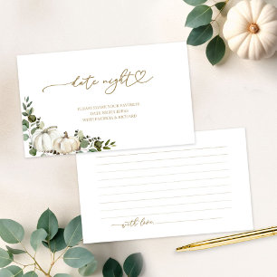 Greenery Fall Bridal Shower Date Night Card