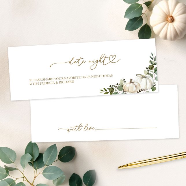 Greenery Fall Bridal Shower Date Night Cards (Creator Uploaded)
