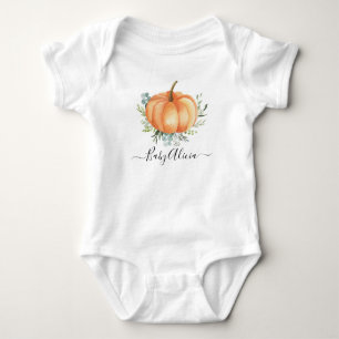 Greenery Fall Little Pumpkin Baby Shower Gift Bodysuit