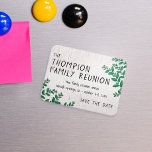 Greenery Family Reunion Save the Date Magnet<br><div class="desc">Family reunion save the date magnet printed with a faint birch texture and hand-drawn branches of green leaves. Add your information in charming black fonts with a hand-written look.</div>