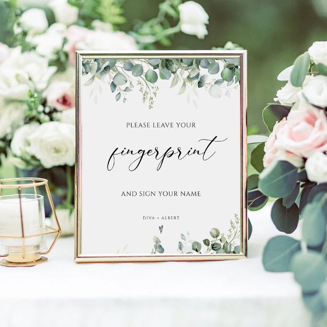 Greenery Fingerprint Wedding Guest Book Sign (Creator Uploaded)