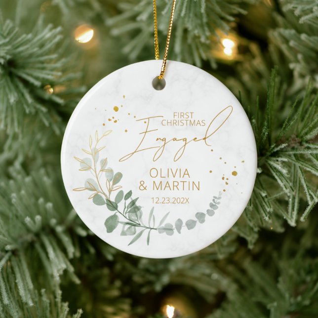 Greenery First Christmas Engaged Elegant Ceramic Tree Decoration (Tree)