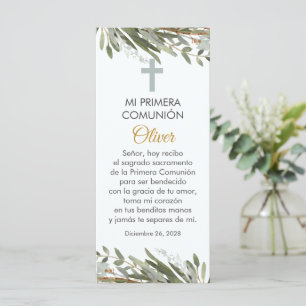 Greenery First Communion Bookmark in Spanish