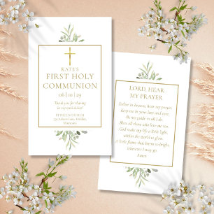 Greenery First Holy Communion Prayer Card