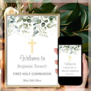 Greenery   First Holy Communion Welcome Poster