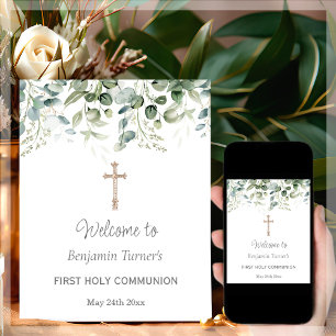 Greenery   First Holy Communion Welcome Poster