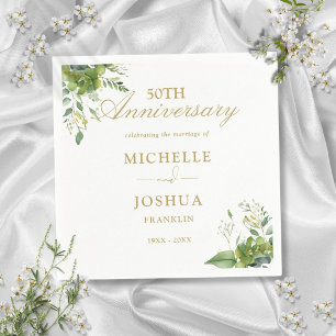 Greenery Floral 50th Wedding Anniversary Napkin